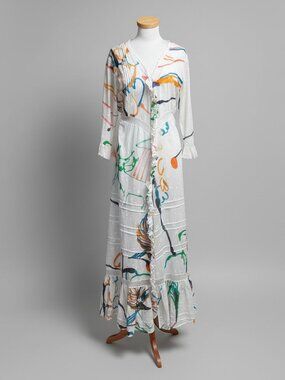 Soler white/multi-color Agnes dress, size M/L, NEW WITH TAGS!